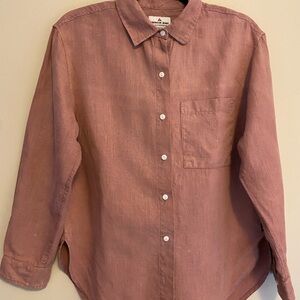 American Giant Women’s Linen Button-Down Shirt - Dusty Rose